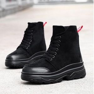 BASSO platform suede black boots size EU39/US8🖤